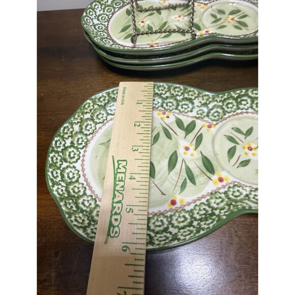 Temptations Green Snack Plate For Mug Plates Old World Set Of 4 Plates Only - Picture 4 of 5